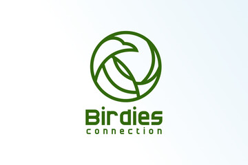 circle line bird minimalist elegant modern logo vector