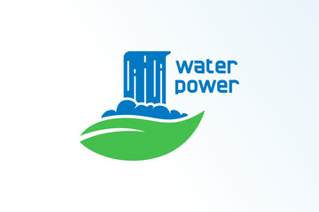 waterfall leaf minimalist elegant modern logo vector