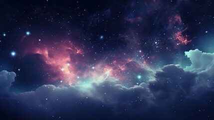 Abstract Space background panoramic, realistic nebula and shining stars.AI generated