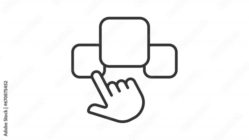 Poster 2d black creative thin line animation of clicking on check mark icon, hd video with transparent back