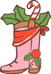 Cowboy Christmas pink Boot