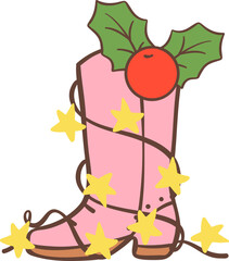 Cowboy Christmas pink Boot