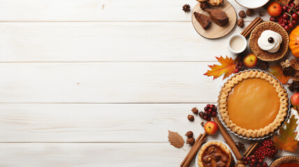 Autumn food side border. Table scene with a selection - obrazy, fototapety, plakaty