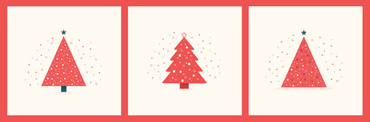 Fototapeta na wymiar minimal red Christmas tree vector illustration