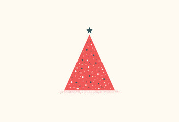 minimal red Christmas tree vector illustration