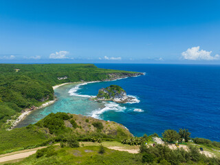 Fototapeta na wymiar Drone view of Bird island in Saipan_사이판 버드 아일랜드 드론뷰