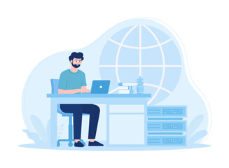 Database management research concept flat illustration
