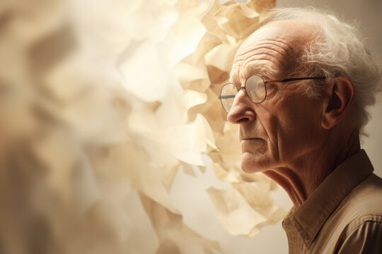 Conceptual image of Alzheimer's disease or dementia of an elderly person with memory loss
