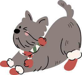 Cute dog with christmas outfits illustration