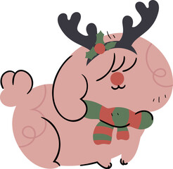 Cute dog with christmas outfits illustration
