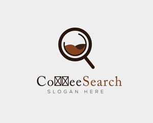 Obraz premium Coffee Search shop logo design vector template. Coffee shop logo design template
