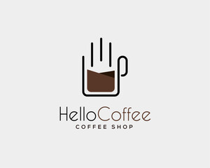 Hello Coffee Logo Template vector icon design, coffee shop logo