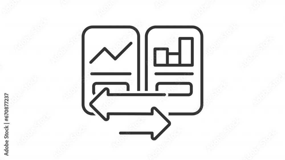 Poster collection of black icon simple animations representing comparison, hd video with transparent backgr