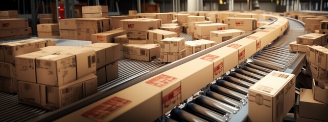 Fototapeta premium Multiple cardboard box packages.