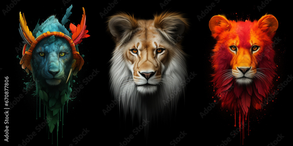 Wall mural Bright and colorful animal poster.