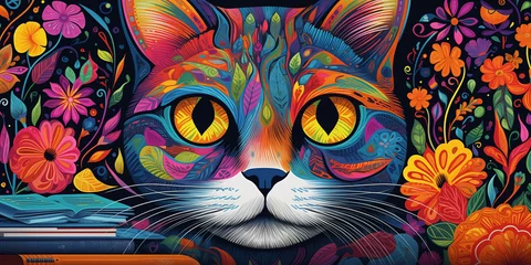 Gordijnen Bright and colorful animal poster. © xartproduction
