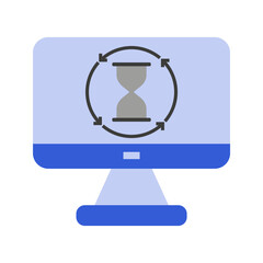 Obraz premium computer monitor with sandglass cursor loading sign icon vector