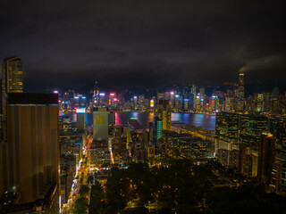 Night drone view of Hong Kong_홍콩 야경 드론뷰