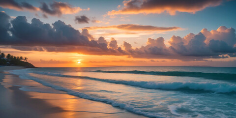 Fototapeta na wymiar beautiful sunset at the ocean