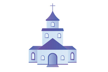 Lavender color church with several roofs and rooms vector