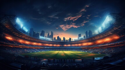 Stadium of cricket night, Bright color. - obrazy, fototapety, plakaty