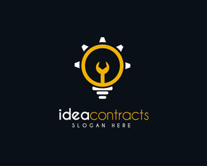 Creative Idea Logo Design Template. Light Bulb with Wrench Icon