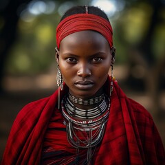 The Masai woman portrait. Generative Ai.  - obrazy, fototapety, plakaty