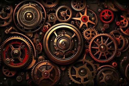 Steampunk background with gears and cogwheels