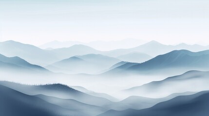 Minimalistic and abstract background illustration with fog, smoke, and mist, set against a mountainous landscape.