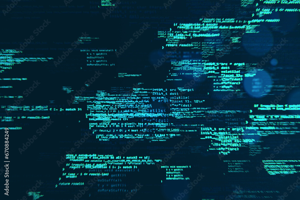 Leinwandbilder Creative coding html language on blurry backdrop. Web developer and programming concept.