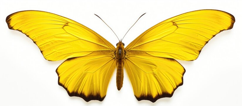 Isolated yellow butterfly wing on white