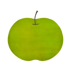 This illustration shows a simple green apple 