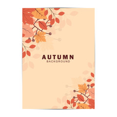 Modern abstract autumn season wedding poster invitation, leaf autumn fall background for wedding invitation