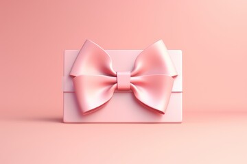 Pink gift card with bow on pastel background