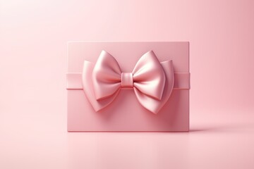 Pink gift card with bow on pastel background