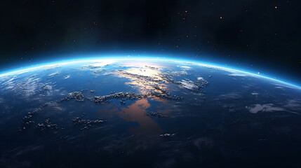 Naklejka premium Light earth night global planet sunrise universe science astronomy space atmosphere blue globe