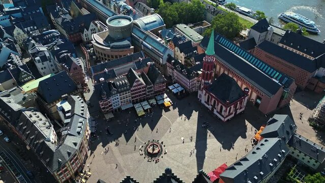 Birdseye view of R&ouml;merberg, historic heart of the medieval Altstadt (old town)