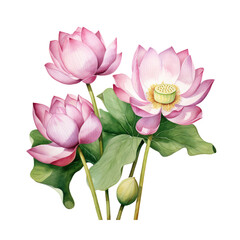 watercolor pink lotus flower clipart