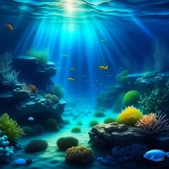 Obraz premium Rays of sunlight underwater.