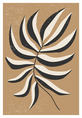 Minimalist poster with abstract art leaf composition