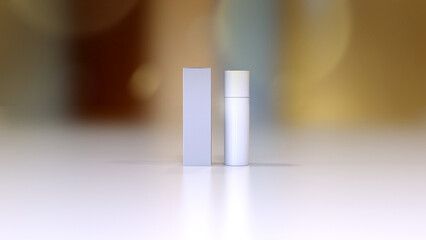 A cosmetics mock-up file through 3D rendering, simple yet tasteful and harmonious background for the product mock-up.
