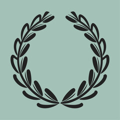 Set black laurel wreath round frame icon vector silhouette fit for awards, winners, trophies, branches, foliate or leaves circle badges