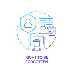 2D gradient right to be forgotten icon, simple isolated vector, cyber law thin line illustration.