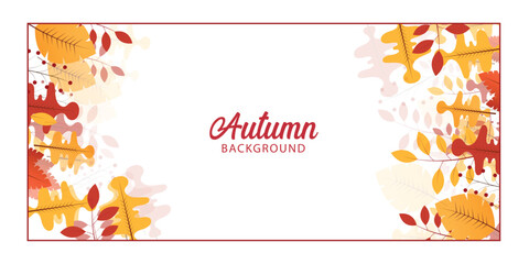 Autumn leaves frame banner design