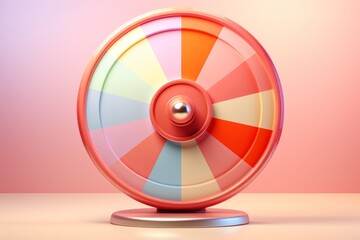 Spinning wheel, symbolizing dynamic play and excitement in vibrant pastels, on isolated on pastel background, Generative AI