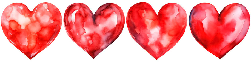 Red heart, watercolor illustration on white background, concept valentine's day
