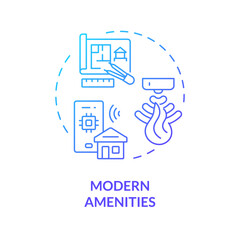 2D gradient modern amenities icon, simple isolated vector, construction cost thin line illustration.