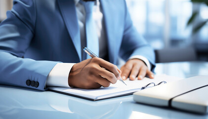 businessman signing a document