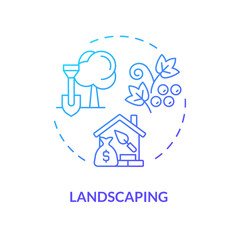 2D gradient landscaping icon, simple isolated vector, construction cost thin line illustration.