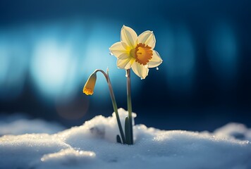 Narcissus (Daffodil) in the snow